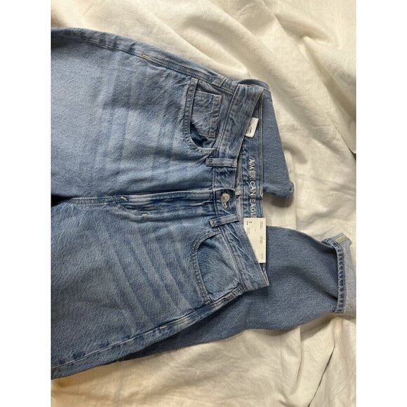 American Eagle Women's Mom Jeans Size 2 Regular High Rise Light Blue Stretch 2R - Picture 4 of 6